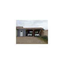 Abri Deux Pentes Faitage Décalé Adossé, 500cmx750cm, Bois douglas Français, Carport, Auvent, Abri voiture