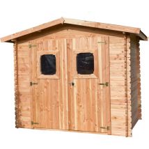 Habrita - Abri Dommar Double Pente 5,99 m² – Douglas – Madriers 28 mm – Feutre Bitumé – Sans Plancher