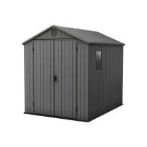 Keter - Abri de jardin Darwin 68, Abri durable et résistant, ren résine avec effet bois, Gris - 4,5 m² - 190x244x221 cm
