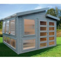 Solid - Abri et serre de jardin merano en bois 8,58 m², Plancher Oui