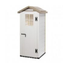 Ezooza - Tuscany Evo 80 Abri en résine 1 m² 97 x 97 x 203 cm Blanc/Beige - Beige