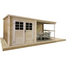 Solid - Abri jardin bois -12.25 m² - 5.15 x 2.38 x 2.06 m - 28mm