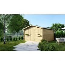 Altanka - Abri de jardin en bois - 16m2 - 4x4m - Ep. 28mm - Couleur: naturel