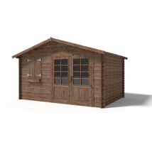 Altanka - Abri de jardin en bois - 12m2 - 4x3m - Traité - Ep. 28mm - Couleur: marron