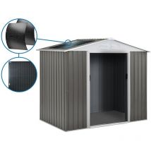 Habitat Et Jardin - Abri jardin métal 'Dallas' - 5,29 m² avec panneaux solaires - Taupe