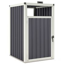 Outsunny - Abri poubelle - cache poubelle - 240L - porte, couvercle - tôle acier ondulé blanc gris