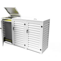 Atole - Cache Poubelle Triple en Aluminium thermolaqué 3x240 Litres - Blanc