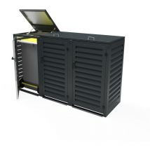 Atole - Cache Poubelle Triple en Aluminium thermolaqué 3x240 Litres - Gris anthracite