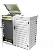 Atole - Cache Poubelle Double en Aluminium thermolaqué 2x240 Litres - Blanc