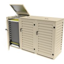 Atole - Cache Poubelle Triple en Aluminium thermolaqué 3x240 Litres - Crème
