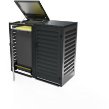 Cache Poubelle Double en Aluminium thermolaqué 2x120 Litres - Gris anthracite