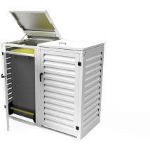Atole - Cache Poubelle Double en Aluminium thermolaqué 2x360 Litres - Blanc