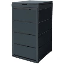 Cache poubelle extérieur simple en acier galvanisé - Abri poubelle pour 1 conteneur 120 Litres - Anthracite RAL7016