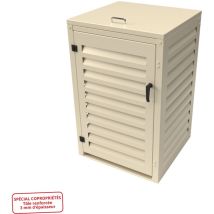 Cache Poubelle Simple en Aluminium thermolaqué Spécial Copropriété (3mm) - 1x360 Litres - Crème