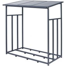 Ml-design - Abri Bois de Chauffage, Étagère Rangement Extérieur Métal, Anthracite, xxl 187,5x70x185 cm, Abri à Bois de Cheminée 2,3 m³, Support
