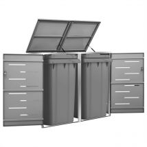 Abri pour deux poubelles Cache-poubelle 138x77,5x115,5 cm Inox 13813