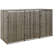 Bonnevie - Abri pour poubelle Abri de Jardin - triple Gris 207x80x117 cm Résine tressée BV717407