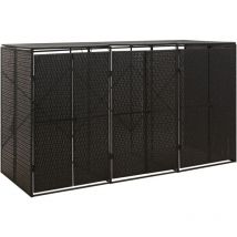 Bonnevie - Abri pour poubelle Abri de Jardin - triple Noir 207x80x117 cm Résine tressée BV831123
