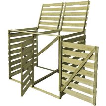 Inlife Abri pour poubelle double 240 l Bois imprégné
