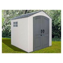 Abri résine Habrita Foresta AP2121BA 4,57m2 imitation bardage avec plancher et toit 2 pentes