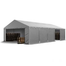 Carpasol - toolport Tente de stockage 5x10 m bâches en pvc 750 n gris imperméable avec cadre de sol