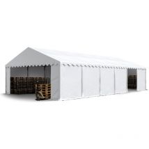 Toolport Tente de stockage 6x12 m bâches en pvc 750 n blanc imperméable avec cadre de sol