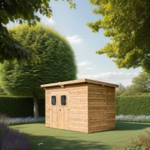 Habrita - Abri Theora Foresta the 3218.02 t bois thermo chauffé 7,33m2 toiture en bac acier mono pente sans plancher