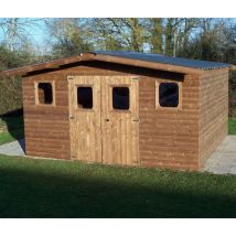 Habrita - Abri Thermabri Double Pente 15,14 M² – Bois Thermochauffé – Bac Acier – Sans Plancher
