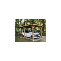 Abri Toit Plat, 350cmx450cm, Bois DOUGLAS Français, Carport, Auvent, Abri voiture