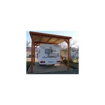 Abri Toit Plat, 400cmx650cm, Bois douglas Français, Carport, Auvent, Abri Camping-car