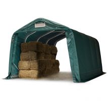 Toolport - Abri tunnel 3,3x4,8 m, pvc 2300N vert foncé, ancrâge sol dur