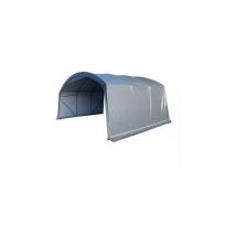Abri tunnel en largeur 5 m pas à 1.50 m pieds droits - Long 16.50 m, type Camion 640 gr/m² kaki, Façade 1 porte dble et 1 façade p