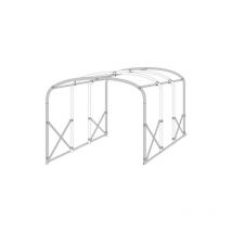 Abri tunnel largeur 3 m pieds droits pas à 1.50 m - Long 25.50 m, type 450μ vert/blanc, Façade 1 porte simple et 1 façade avec fil