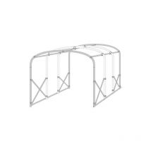 Abri tunnel largeur 3 m pieds droits pas à 1.50 m - Long 27 m, type Camion 640 gr/m² gris clair, Façade 1 porte simple et 1 façade