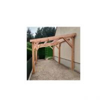 Abri Une Pente, 500cmx600cm, Bois douglas Français, Carport, Auvent, Abri voiture