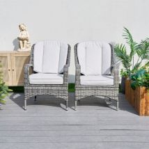 Abrihome - 2-Piece Outdoor pe Rattan Dining Chairs, Grey