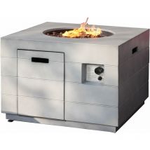 Outdoor Propane Fire Pit Table Concrete Patio Heater, Square (87.6cmx87.6cmx60.5cm) - Abrihome