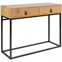 Altobuy - abril - Console 2 Tiroirs Aspect Bois et Pieds Métal