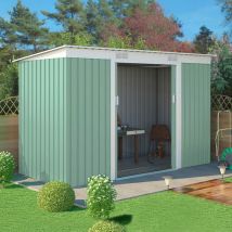 Soana Garden Shed - Abri de jardin en tôle galvanisée verte Porto Cervo Nature 261x181x176cm