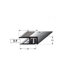 Abschlussprofil / Abschlussleiste Laminat 'Victoria', Höhe 5 - 9 mm, 21 mm breit, 2-teilig, Aluminium eloxiert, gebohrt-silber-900