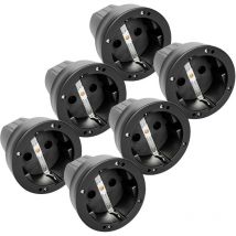 Schutzkontaktkupplung, schwarz, 6 Stück - Absina