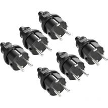 Schutzkontaktstecker, schwarz, 6 Stück - Absina