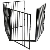 Skecten - Absperrgitter Kaminschutzgitter Kinder Ofenschutzgitter Sicherung 4-tlg Faltbar,240×2,5×75cm Schwarz