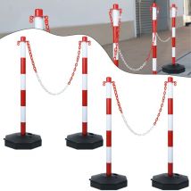 Absperrpfosten 4 pcs Kunststoff Poller mit 140cm Absperrkette & PE Basis Pfosten PP Absperrung 82cm Leitpfosten Flexibel Leitkegel Rot+Weiß NAIZY