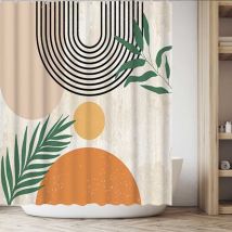 Ahlsen Abstract Shower Curtain, Black Geometric Shower Curtain Lines Modern Minimalist Bath Curtain, Mildew Proof Waterproof Washable Polyester