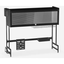 AHD Amazing Home Design – Abtropfgestell über der Spüle schwarz – 95 x 30 x 78 cm – Carbon-Metallrahmen – rutschfeste Saugnäpfe