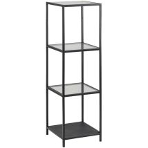 Ac Design Furniture - Etagère 4 Niveaux 35x37x119,5 Cm En Verre Et Métal Noir - Fynca