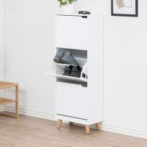 Ac Design Furniture - Meuble À Chaussures 3 Abattants 47x30x133,5 Cm Blanc - Xenor