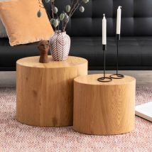 Ac Design Furniture - Lot De 2 Tables D'Apoint Ovales 48 Et 40 Cm Décor Chêne