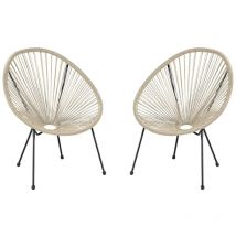 Concept-usine - Acapulco Beige 2 chaises de jardin Effet Rotin